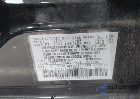 2021 Nissan Sentra Sr Xtronic Cvt from USA, damaged, VIN 3N1AB8DV0MY213015